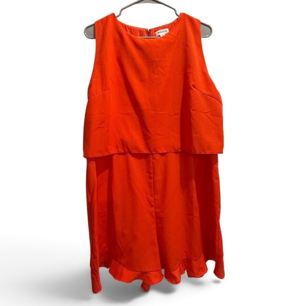 Hailey & Co Orange Layered Popover Ruffle Hem Romper Womens 1X Sleeveless